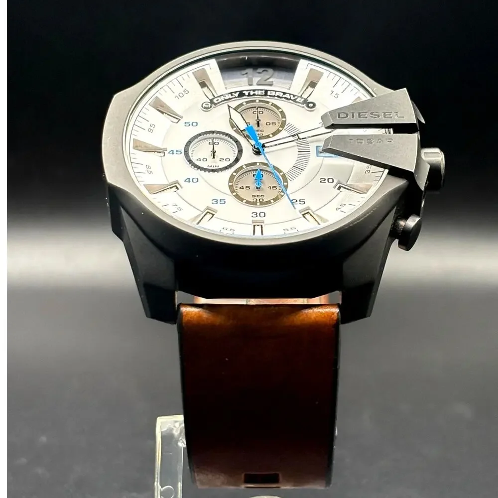 Diesel Mega Chief DZ4280 Iridescent Chronograph Tan Leather 51mm Watch